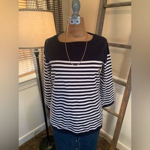 Nautica 3/4 Sleeve Striped Navy Top